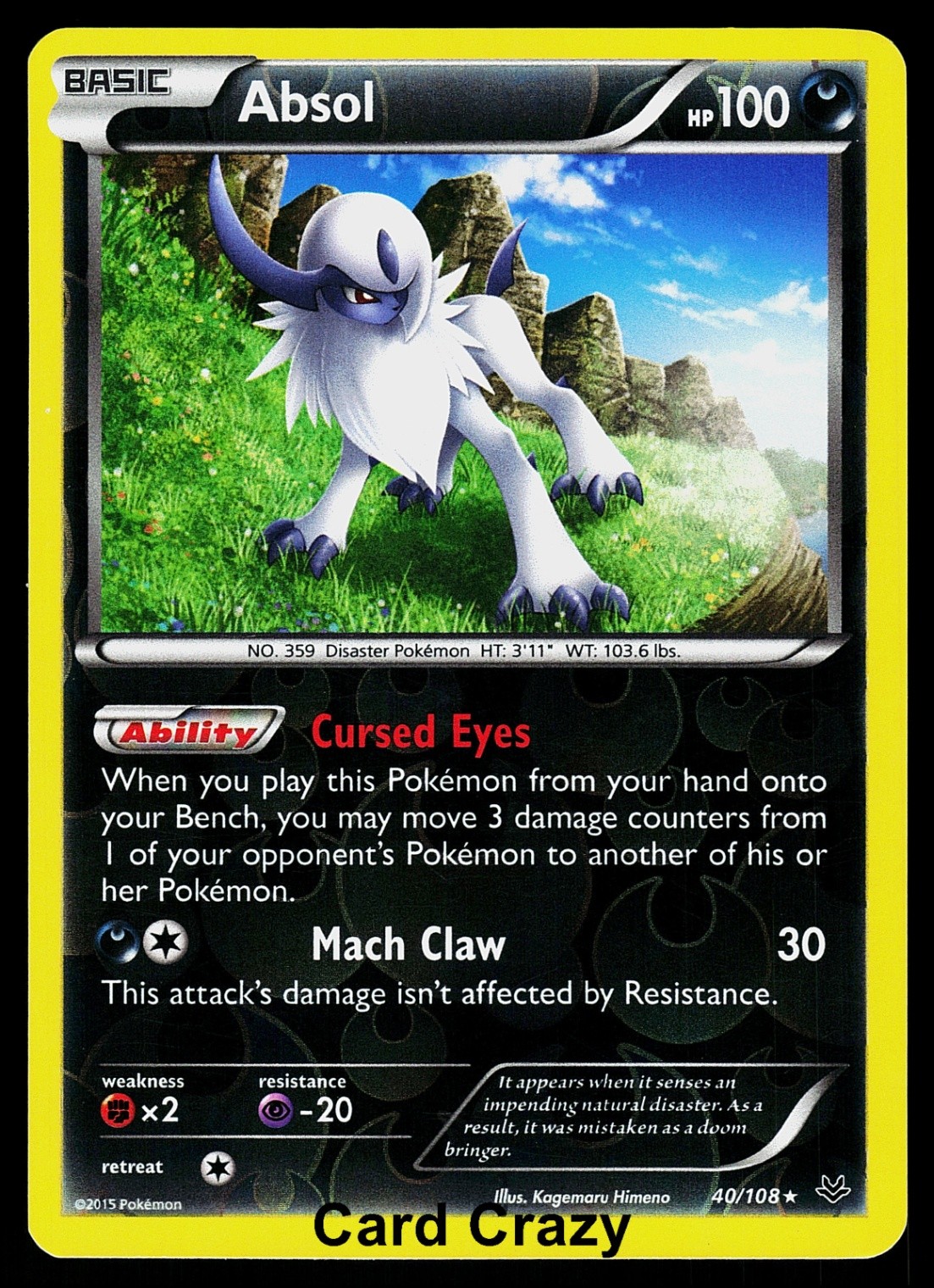 Absol 40/108 Reverse Holo - XY - Roaring Skies Pokemon Card (LP)