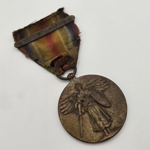 WW1 WWI Military US Army Allied Victory Medal w/ Defensive Sector Service Bar