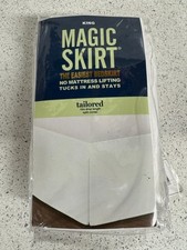 Magic Skirt King Bed Skirt White Tailored 15" Drop Length Wrap Around - NEW