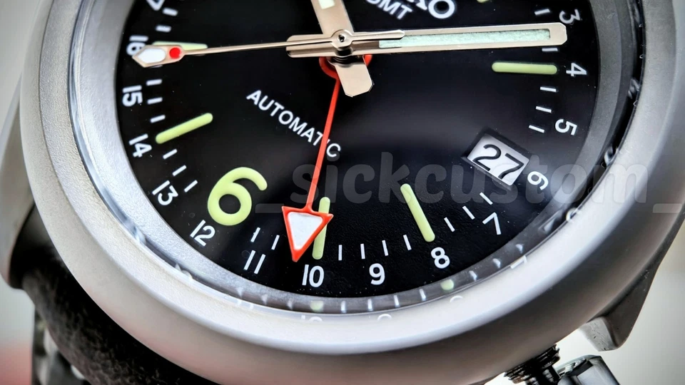 Reloj de campo de titanio sólido automático GMT Mod reloj 40 mm ZAFIRO 24 joyas ¡GENIAL! Foto 4 de 4