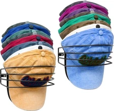 Hat Organizer for Baseball Caps, 2-Pack Black Metal Rack Ball Cap 