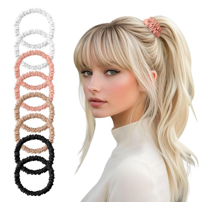 8Pcs Silk Scrunchies Hair Ties for Women & Girls, Mulberry Silk Scrunchies No-Da