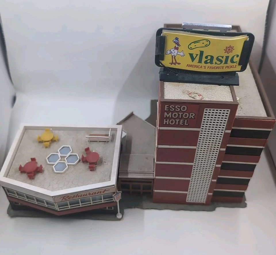 Valla publicitaria vintage Kibri 8250 ESSO Motor Hotel Restaurante escala HO en la azotea excelente estado Foto 3 de 4