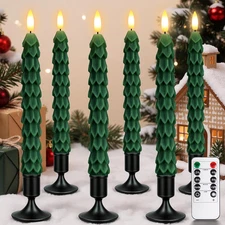 6 Pcs Christmas Tree Candles with Metal Candle Holder, Real Wax Christmas Tre...