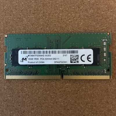 Micron 16GB 1Rx8 PC4-3200AA-SA2-11 SODIMM Laptop Memory P/N: MTA8ATF2G64HZ-3G2E2