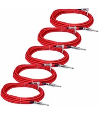 5 RED right to straight 1/4 shielded guitar instrument shielded cable 20 ft foot
