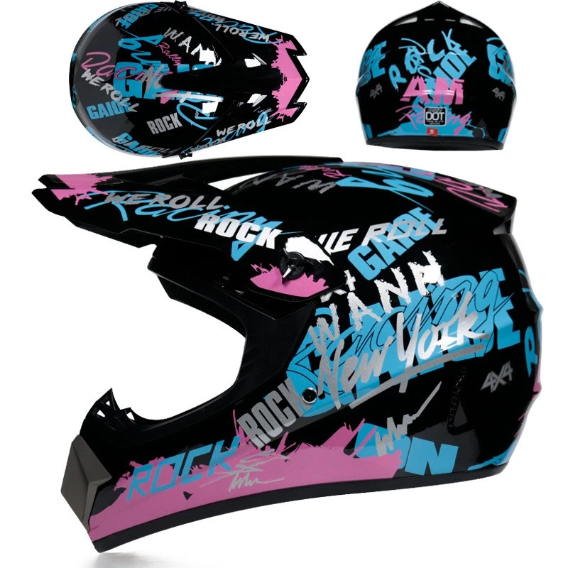 ATV Dirt Bike Off Road Motorbike Helmet Crash Motorcross Helmet+Free Gloves Mask - Image 3 of 4