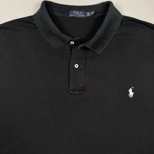 Polo Ralph Lauren Shirt Men's 2XB Big Black Polo White Pony Short Sleeve Preppy