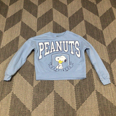 Peanuts Blue Long Sleeve Graphic Print Crewneck Pullover Sweatshirt S