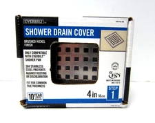 Everbilt Watershield Shower System 4 in. Brushed Nickel Square Grid Drain Grate