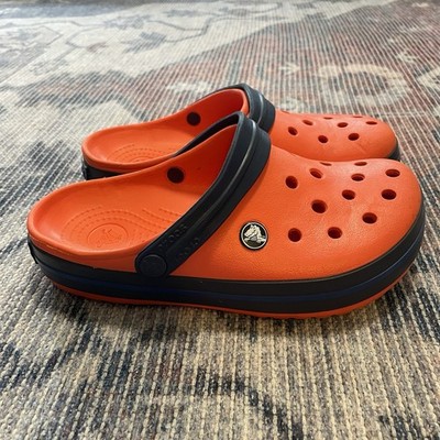 Crocs Crocband Clogs Slippers Unisex Mens 5 Womens 7 Orange-Navy