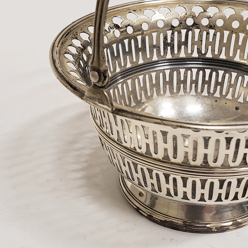 Vintage Antique Watson Co Sterling Silver Reticulated Basket Swing Handle  - Image 4 of 4