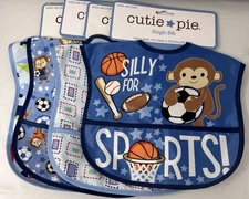 Cutie Pie Baby Bib with Crumb Catcher Pocket Boys Cute 4 Different Designs! 🥰