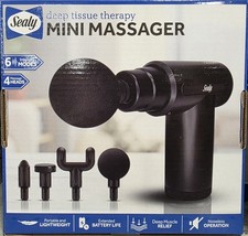 Sealy Mini Massager, 4 Heads, Multispeed, Rechargeable, Cordless, Black