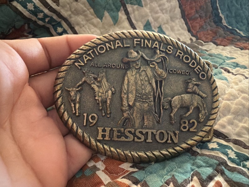 1982 Hesston NFR National Finals Rodeo Cowboy Western Belt Buckle