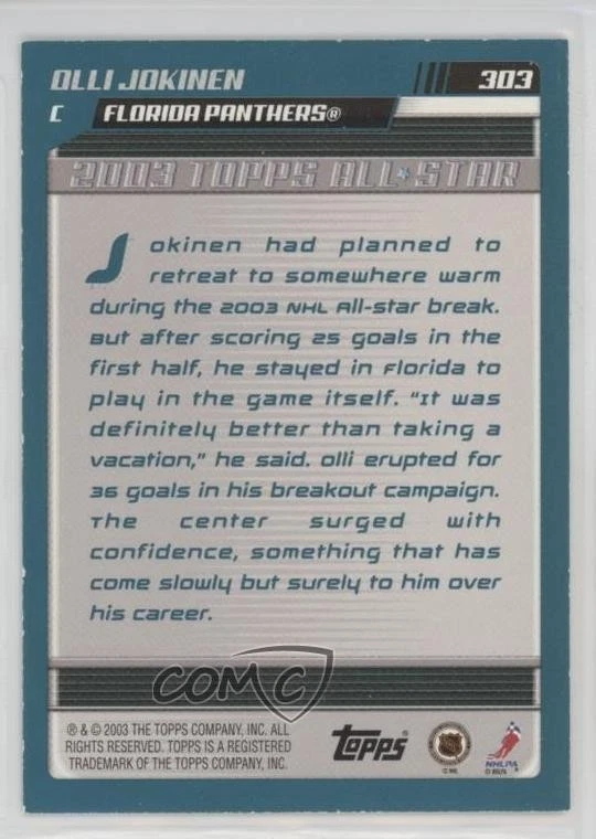 2003-04 Topps Blue /500 Olli Jokinen #303 - Image 2 of 2