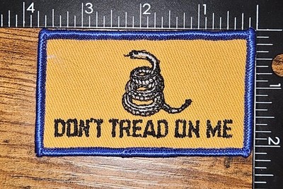 Don't Tread on Me Vintage Snake Gadsden Flag Blue Border Orange Patch