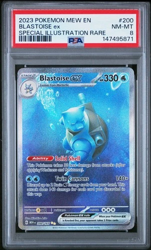 2023 POKEMON MEW EN-151 SPECIAL ILLUSTRATION RARE #200 BLASTOISE EX PSA 8