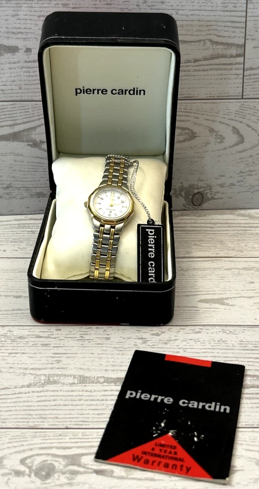 Reloj de cuarzo Pierre Cardin 25 mm tono plata/oro fecha con estuche Japón funciona Foto 2 de 4