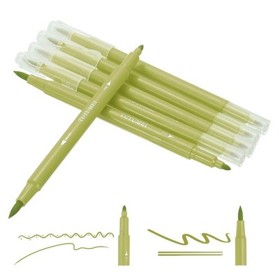 Dual Brush Markers, Deep Yellow Fine and Brush Tip Pen for Coloring, 6 Pcs