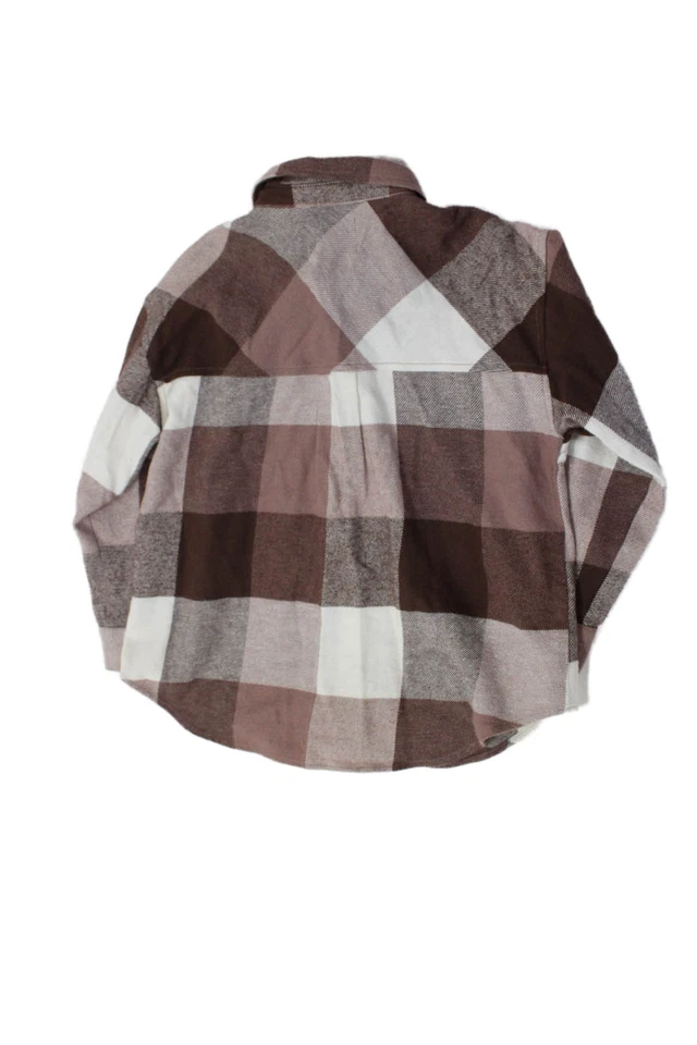 Camisa Zara Niñas Algodón Estampado a Cuadros Cuello Abotonada Marrón Talla 8-9 Foto 2 de 4