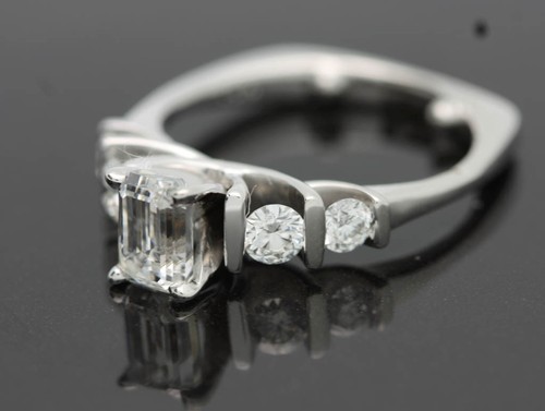 IGI Certificate 1.50ct 14K White Gold Emerald Shape Cut Diamond Engagement Ring - Picture 5 of 5