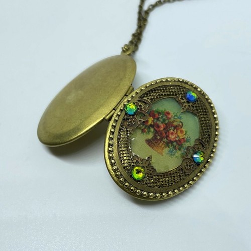 Necklace Locket Michal NEGRIN Crystals Roses made in Israel - Picture 12 of 12