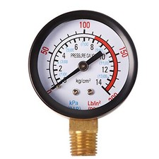 2" Water Pressure Test Gauge 0-200PSI Pressure Gauge 1/4" NPT Thread Lower Mount