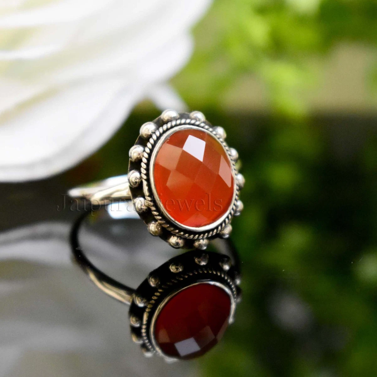 Carnelian Gemstone 925 Sterling Silver Beautiful Delicate Wedding