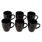 Premium Large Ceramic Tea/Coffee Mugs ( Black , Set of 6, 280 ml )