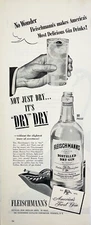 Fleischmann's Extra Dry Gin Martini Wall Art Bar Decor 1940s Vintage Print Ad