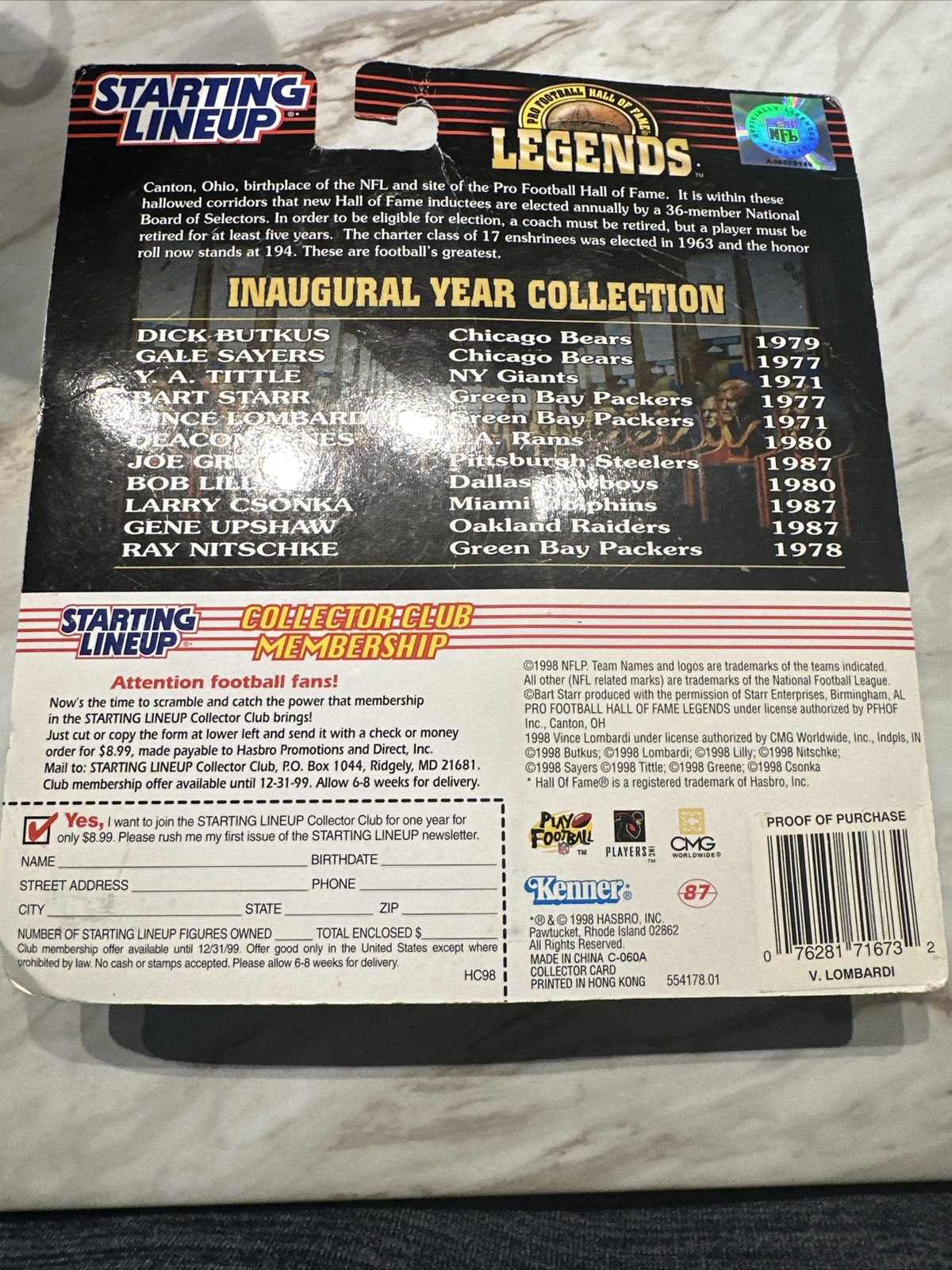 Starting Lineup Sports Superstar, Collectibles Pro Football, Vince