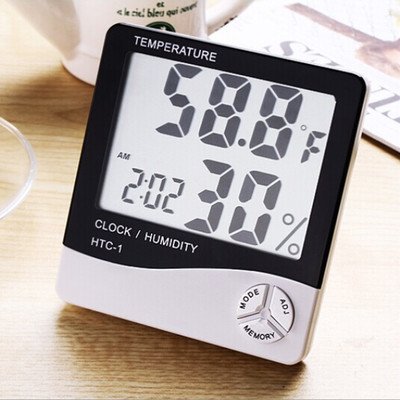 Thermometer Hygrometer Uhr Datum Digital HTC-1 Luftfeuchtigkeit Temperatur hsb