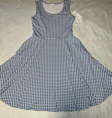 LuLaRoe Nicki Dress Pockets Sleeveless Large 14/16 12/14 Blue