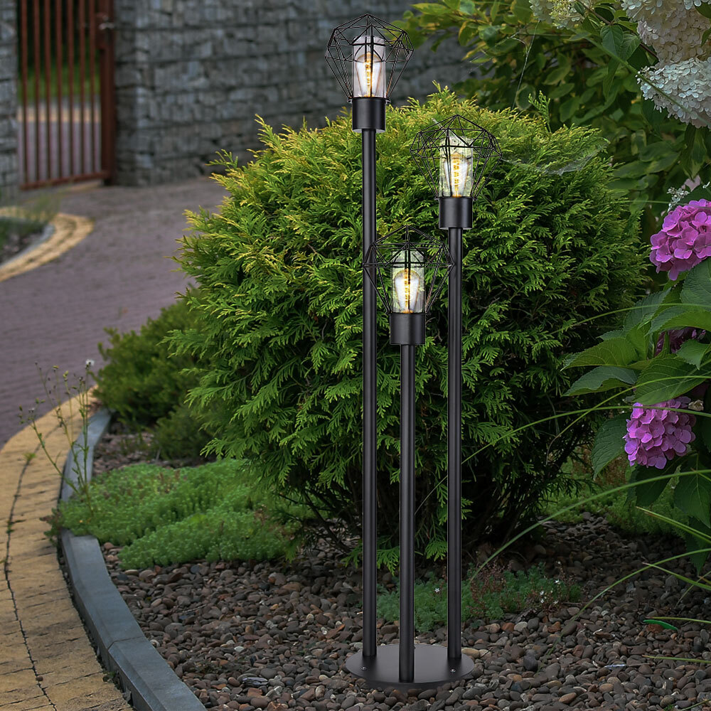 Lampada da esterno lampada da terra lampada da vialetto 3 luci griglia lampada da giardino nera H 170 cm foto 6