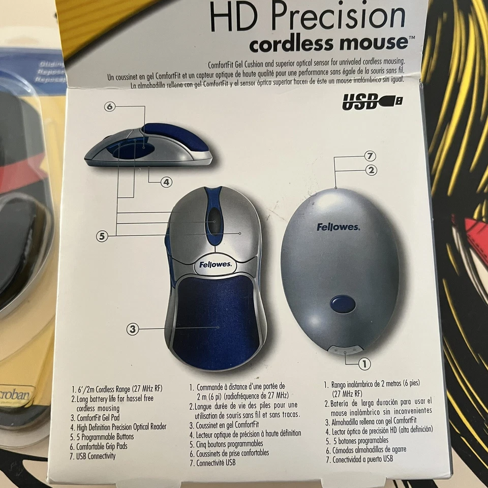 COMPUTER mouse Fellowes HD Precision Cordless Optical Mouse 98904 Palm Support - Image 4 of 4