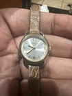 Running Vintage TIMEX Ladies Tan Leather Band Watch For Women Small Gold Dial