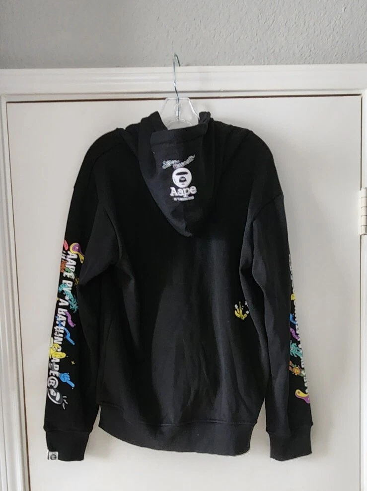 A BATHING APE (BAPE) Felpa con cappuccio uomo Aape x Steven Harrington taglia Large nera una scimmia da bagno