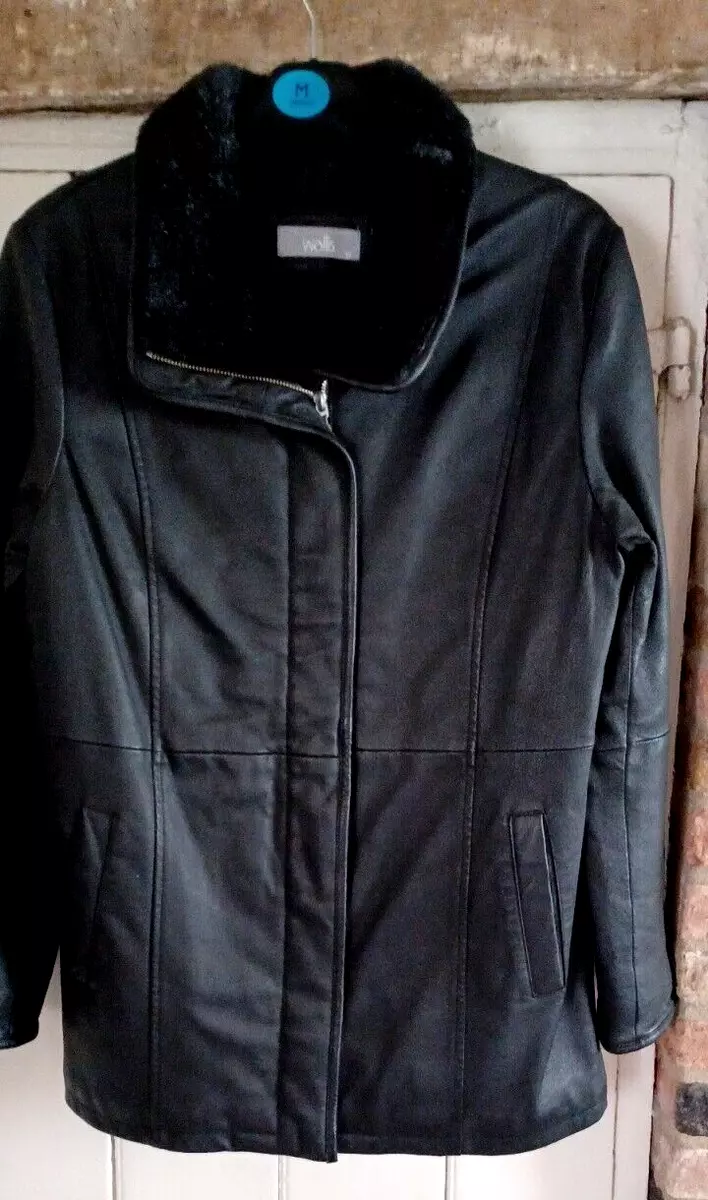 Wallis leather jacket deals with fur collar