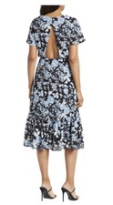 Collective Concepts Blue Floral Midi Dress Summer Chic Boho Open Back Small