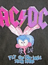 AC/DC Fly on Wall Tour 1985  NEW! xSmall ,Washed Black, 100% Cotton ,With Tags