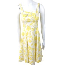 Marc Jacobs Bow Sundress Womens 2 Yellow White Floral Tank Top Sleeveless Cotton