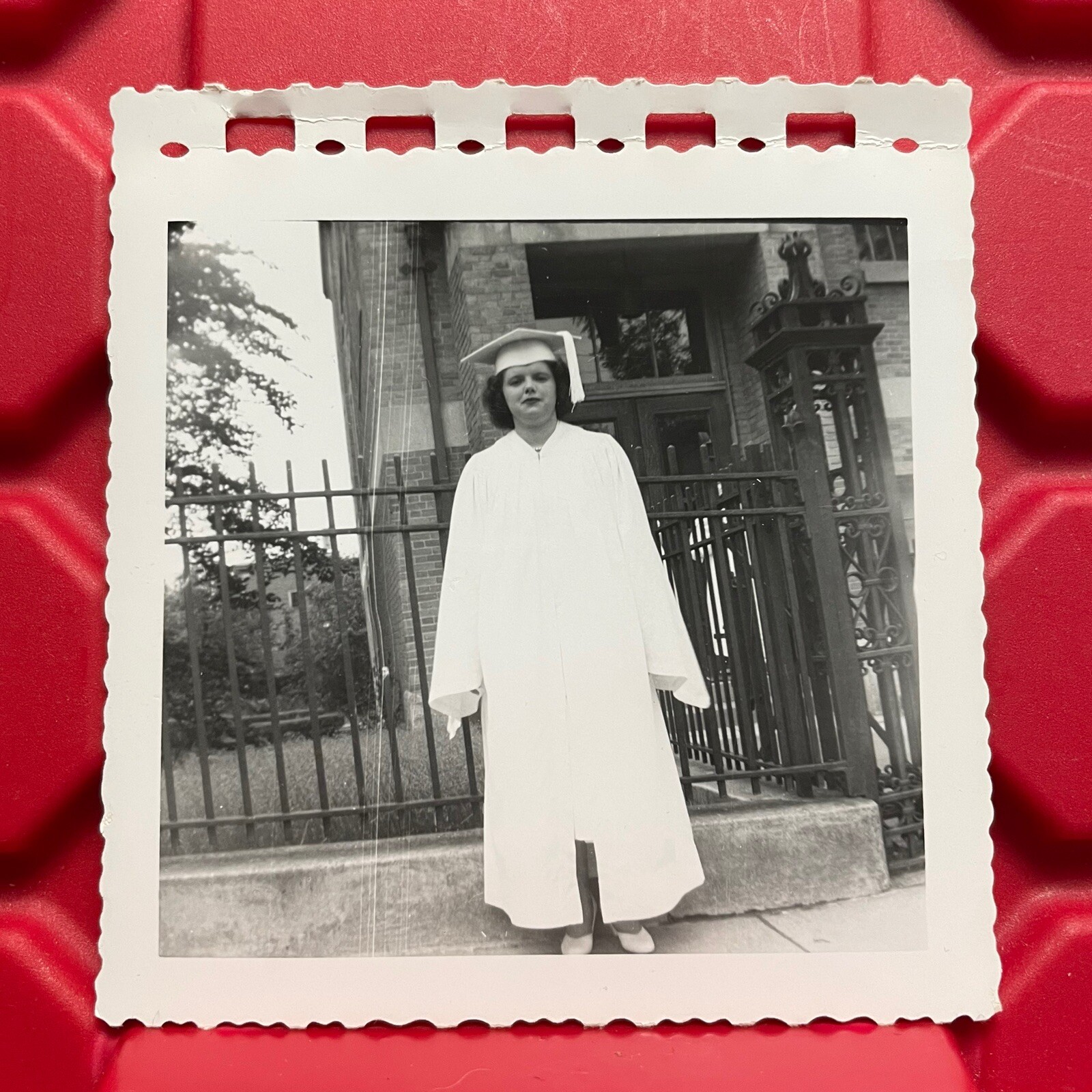 Woman In Graduation Cap And Gown 3 1/2 x 3 5/8 Photograph B Pre Owned Vtg 40s