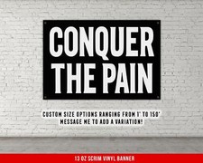 Motivational Wall Art - Conquer the Pain Banner for Home Gym Fitness Inspiration