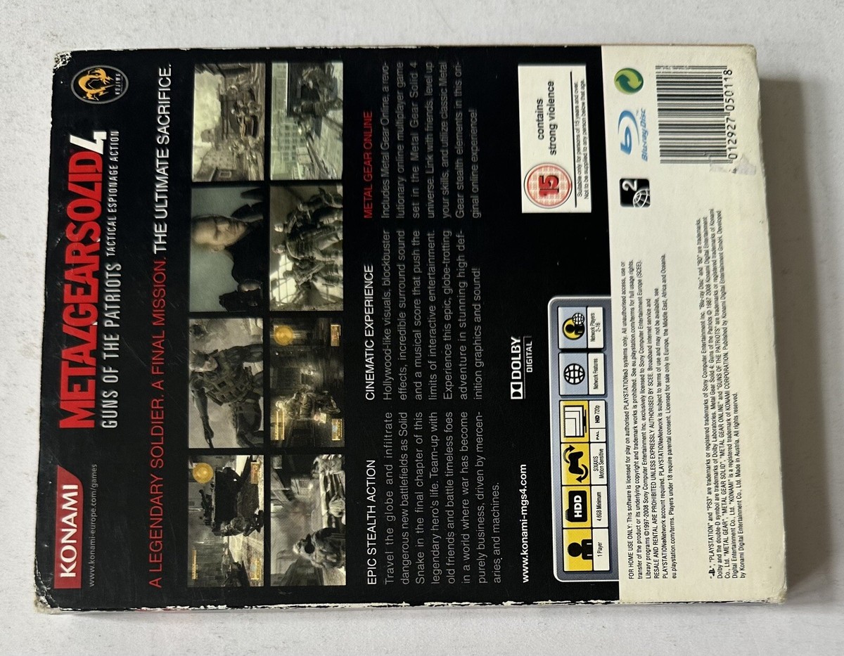 Prix de Metal Gear Solid 4: Guns of the Patriots sur PAL Playstation 3 | Comparer les Prix en Loose, Complet, Neuf