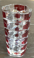 Luminarc Glass Vase J.G. Durand 70s French Facetted Windsor Rubis 16.5cm