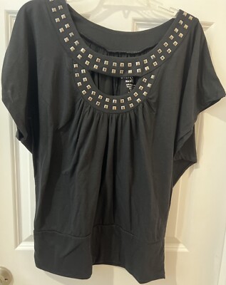 One Step Up Shirt Top Blouse Size 2X Womens Black