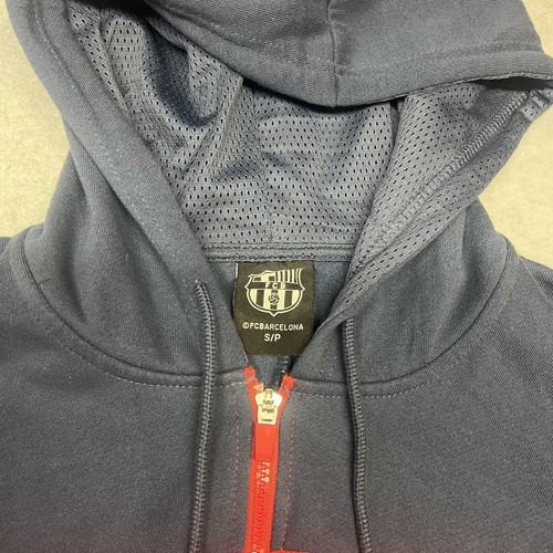 FC Barcelona FCB Mens Red Blue Colorblock Soccer Football Full Zip Hoodie Size S - Picture 2 of 6