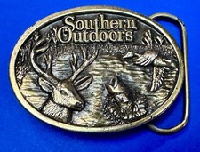 Southern Outdoors Magazine Brass Tone VTG 1986 The Great American Belt Buckle