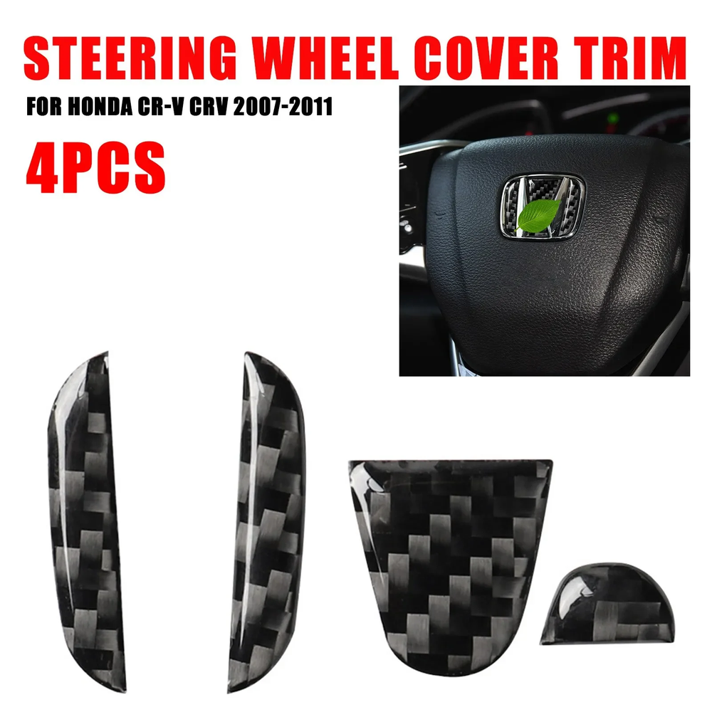 Carbon Fiber Car Steering Wheel Center Stickers For 2007-2021 Honda Accessories